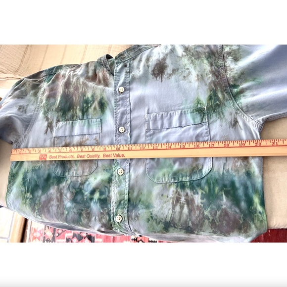 ENGINEERED GARMENTS Tie Dyed Button Down Band Collar Shirt - S - Picture 8 of 11